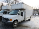 2007 FORD E450 DUALLY CUTAWAY WITH 12 FT. FIBERGLASS CUBE, VIN 1FDXE45S37DB14557...