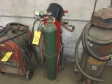 OXYACETYLINE BURNING OUTFIT WITH TORCH, GAUGES, AIR LINES, CART AND TANK