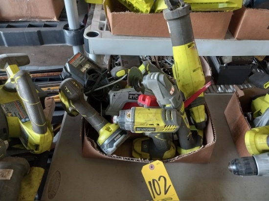 RYOBI 6 PIECE CORDLESS POWER SET, ONE BATTERY AND ONE CHARGER