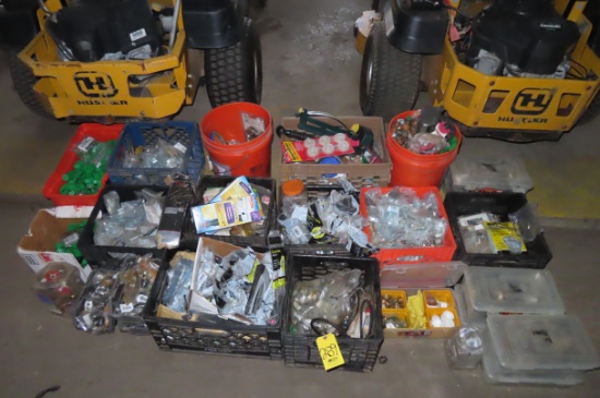 ASST. PLUMBING, ELECTRICAL SUPPLIES, PLUGS, BRACKETS, VALVES, CAPS…