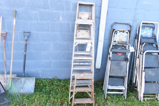 6 FT. AND 4 FT. ALUMINUM AND 2 FT. WOOD STEP LADDERS
