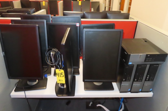 (4) DELL DO7S OPTIPLEX 7020  iCORE 3 PC'S, WINDOWS 10, (8) DELL 19 IN. MONITORS…