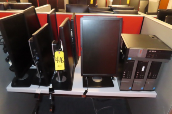 (4) DELL DO7S OPTIPLEX 7020  iCORE 3 PC'S, WINDOWS 10, (8) DELL 19 IN. MONITORS…