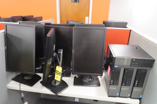 (4) DELL DO7S OPTIPLEX 7020  iCORE 3 PC'S, WINDOWS 10, (8) DELL 19 IN. MONITORS…