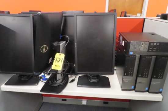 (4) DELL DO7S OPTIPLEX 7020  iCORE 3 PC'S, WINDOWS 10, (8) DELL 19 IN. MONITORS…