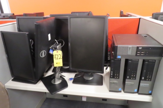 (4) DELL DO7S OPTIPLEX 7020  iCORE 3 PC'S, WINDOWS 10, (8) DELL 19 IN. MONITORS…
