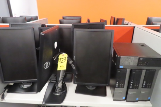 (4) DELL DO7S OPTIPLEX 7020  iCORE 3 PC'S, WINDOWS 10, (8) DELL 19 IN. MONITORS…
