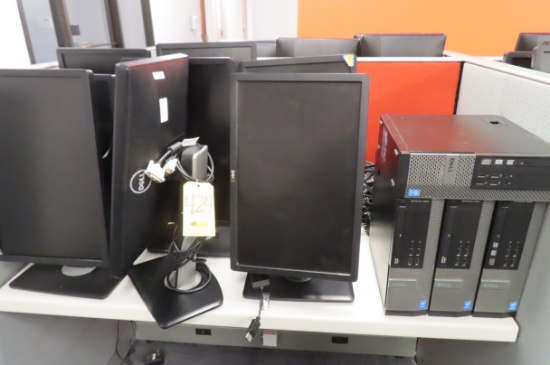 (4) DELL DO7S OPTIPLEX 7020  iCORE 3 PC'S, WINDOWS 10, (8) DELL 19 IN. MONITORS…