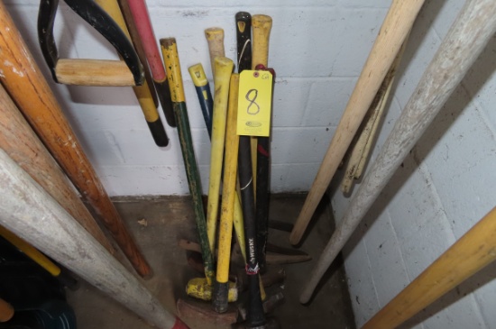 (9) ASST. SLEDGE HAMMERS, PICK AXES AND AXES