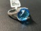 UNUSED SWISS BLUE TOPAZ WITH .33 CT DIAMONDS SET IN WHITE GOLD RING