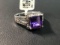 UNUSED AMETHYST WITH .44CT DIAMONDS SET IN 14KT WHITE GOLD RING