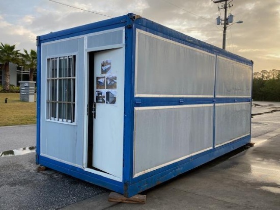 UNUSED 20' OFFICE FOLDING CONTAINER , INSULATED, HAS DENTS, SCRATCHES, DINGS...