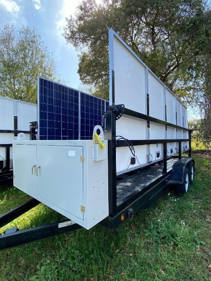 2015 (UNUSED) MOBILE SOLAR POWER GENERATOR TRAILER, DUAL 5,200 LB AXLES, TEN 250 WATT SOLAR PANELS