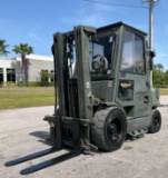 HYSTER FORKLIFT MODEL H40XM, DIESEL, ENCLOSED CAB, APPROX MAX CAPACITY 4,000 LBS, APPROX MAX HE