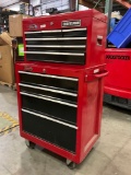 CRAFTSMAN INDUSTRIAL PARTS CABINET / TOOL BOX ON WHEELS WITH CONTENTS , APPROX 30€ W x 18€ L x ...