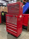 WATERLOO INDUSTRIAL PARTS CABINET / TOOL BOX ON WHEELS WITH CONTENTS , APPROX 30€ W x 18€ L x 6...