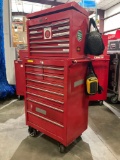 INDUSTRIAL PARTS CABINET / TOOL BOX ON WHEELS WITH CONTENTS , APPROX 30€ W x 18€ L x 60€ T