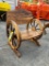 WOOD CARVED WAGON WHEEL SMALL CHAIR , APPROX 26