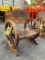 WOOD CARVED WAGON WHEEL SMALL CHAIR , APPROX 26