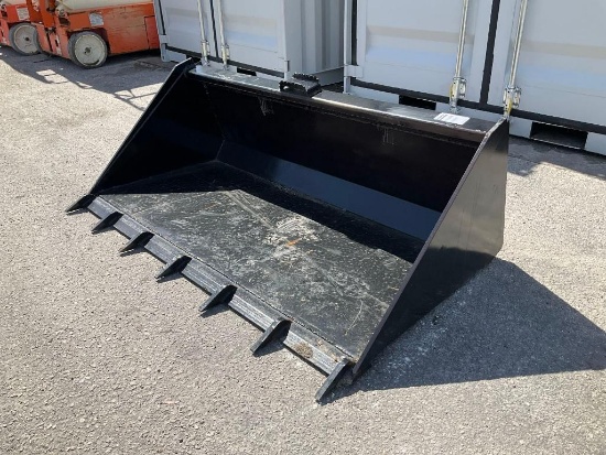 UNUSED BUCKET WITH TEETH ATTACHMENT FOR UNIVERSAL SKID STEER, APPROX 66"
