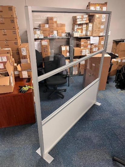 OFFICE PLASTIC GLASS DIVIDERS, APPROX 25 TOTAL, APPROX 50LBS EACH DIVIDER