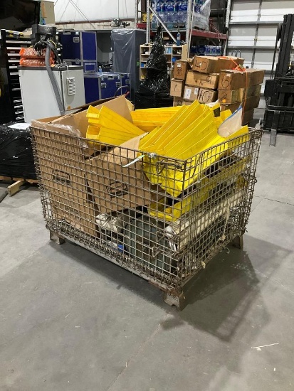 ( 1 ) WIRE COLLAPSABLE CRATE WITH MISC CONTENT, 40" x 48" x 37"