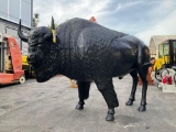 ALUMINIUM LIFE SIZE BUFFALO STATUE, APPROX 8FT Wx 65IN T