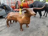 UNUSED LARGE METAL BULL CHARCOAL GRILL, APPROX 79IN LONG