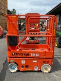 2016 SNORKEL MAN LIFT MODEL TM12 , ELECTRIC, APPROX MAX PLATFORM HEIGHT 12FT, NON MARKING TIRES,