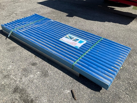 ( 1 ) STACK OF UNUSED PVC SYNTHETIC RESIN POLYESTER...CORRUGATED ROOF SHEET, APPROX 35in x 8FT, A...