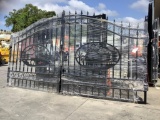 SET OF UNUSED GREAT BEAR 14FT BI PARTING WROUGHT IRON GATES, 7FT EACH PIECE (14' TOTAL WIDTH). 2