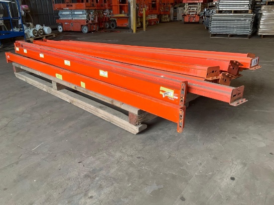 CROSSBEAMS FOR PALLET RACKING, APPROX 27...TOTAL, ASSORTED SIZES, APPROX 8FT & 10FT & 12FT
