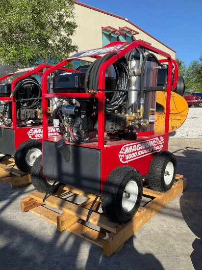 UNUSED 2024 MAGNUM 4000 SERIES GOLD HOT WATER PRESSURE WASHER,DIESEL GAS POWER, ELECTRIC START,