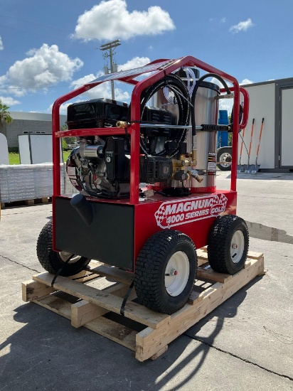 UNUSED 2024 MAGNUM 4000 SERIES GOLD HOT WATER PRESSURE WASHER,DIESEL GAS POWER, ELECTRIC START,
