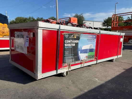 UNUSED CHERY SINGLE TRUSS CONTAINER SHELTER MODEL C2040, APPROX 20FT...W x 40FT L GREATER SEAM ST...