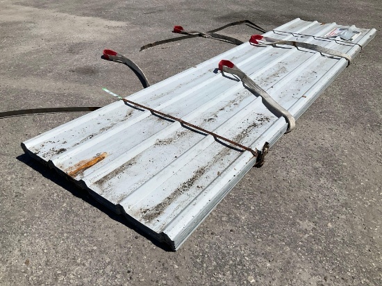( 1 ) STACK OF UNUSED METAL ROOF PANELS, APPROX 12FT L x 3FT W , APPROX 70 PANELS IN STACK