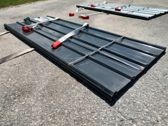 ( 1 ) STACK OF UNUSED METAL ROOF PANELS, APPROX 8FT L x 3FT W , APPROX 70 PANELS IN STACK