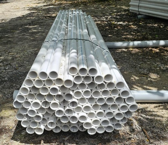 LOT OF PVC PLUMBING PIPE ASTM D1785 SCH40 &... D2665 , APPROX 2in x 10ft, APPROX 1000ft BUNDLE ( ...