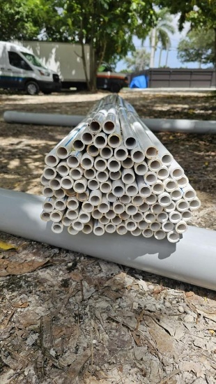 LOT OF PVC PLUMBING PIPE ASTM D1785 SCH40,...APPROX 1/2in x 10ft, APPROX 1000ft BUNDLE ( PLEASE N...