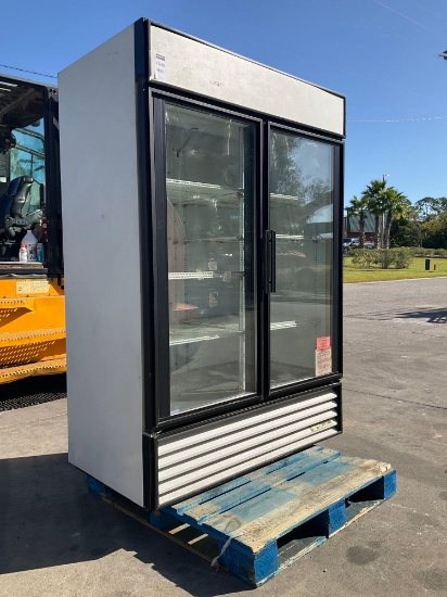 TRUE 2-SECTION GLASS DOOR REFRIGERATOR MODEL GDM-49, APPROX 1/2 HP, APPROX 115 VOLTS, PHASE 1...