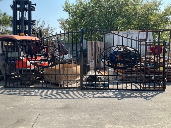 SET OF UNUSED GREAT BEAR 20FT BI PARTING WROUGHT IRON GATES, 10FT EACH PIECE (20' TOTAL WIDTH). 2