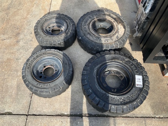 ( 4 ) MONARCH 6 LUG HOLES FORKLIFT TIRES
