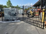 SET OF UNUSED GREAT BEAR 14FT BI PARTING WROUGHT IRON GATES, 7FT EACH PIECE (14' TOTAL WIDTH). 2 ...
