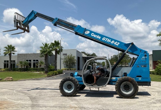 GENIE TELESCOPIC FORKLIFT...MODEL GTH-842; 60" W FORK FRAME; RUNS AND OPERATES