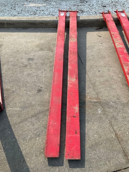 SET OF FORKLIFT EXTENDERS; APPROXIMATELY 90 INCHES