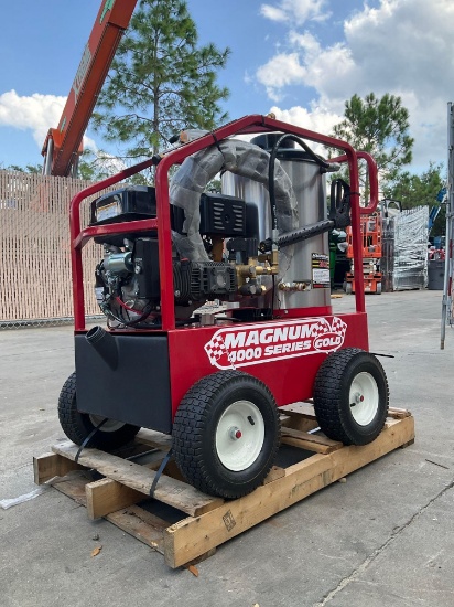 UNUSED 2023 MAGNUM 4000 SERIES GOLD HOT WATER PRESSURE WASHER,DIESEL GAS POWER, ELECTRIC START,