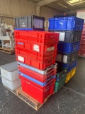 LARGE ASSORTED PALLET OF INDUSTRIAL STORAGE/ORGINAZATION BINS