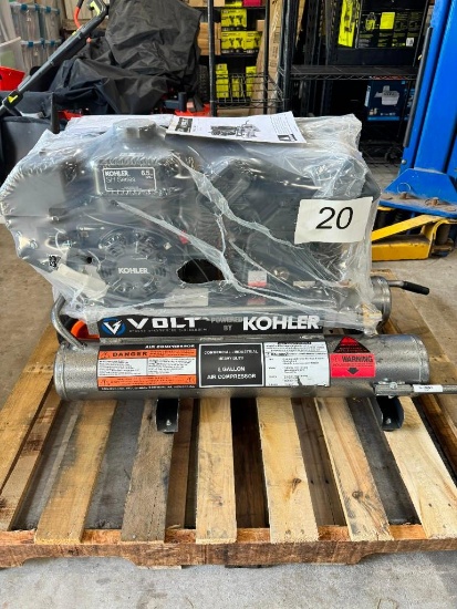 UNUSED VOLT KOHLER 6.5HP TWIN TANK REGULATED DUAL LUNG PORTABLE/MOUNTABLE AIR COMPRESSOR MODEL VK...
