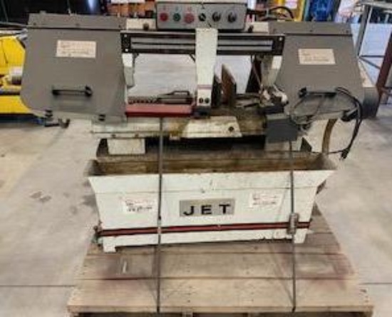 JET HORIZONTAL BANDSAW MODEL HBS-916W, APPROX 1-1/2 HP MOTOR OPERATES ON 120V POWER SUPPLY, RUNS &