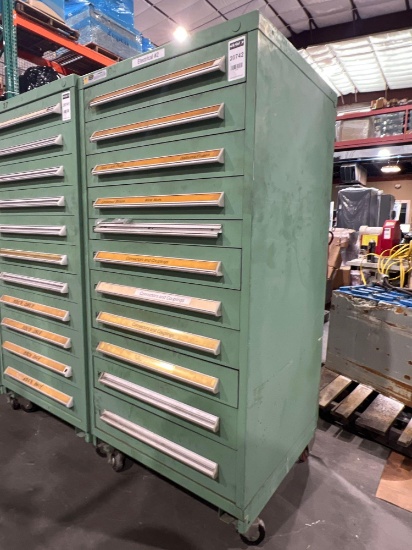 STANLEY VIDMAR 11 DRAWER INDUSTRIAL PARTS/TOOL CABINET ON WHEELS